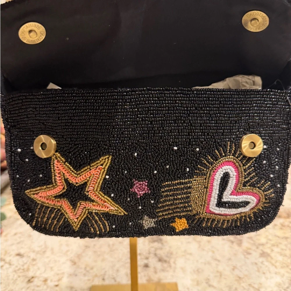 America & Beyond Cosmic Black Beaded shoulder Bag - Picture 5 of 9